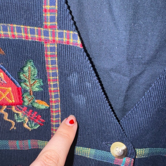VTG Casey & Max Womens Blue Corduroy Vest Fall Autumn Size Large - Picture 2 of 7
